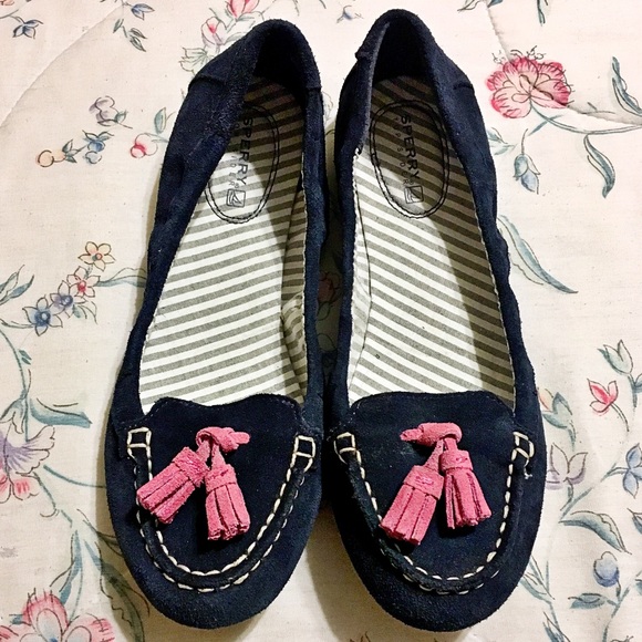 Sperry Shoes - NWOT Sperry Top Siders Navy & Pink Suede Loafers